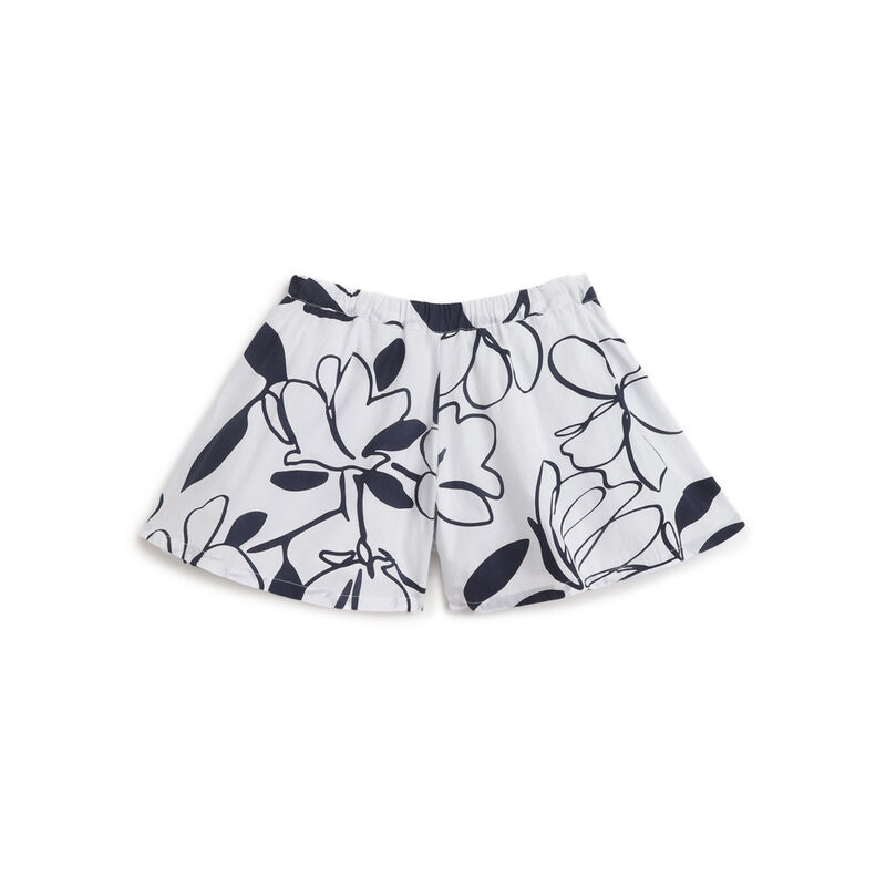 Girls White and Blue Printed Shorts image number 0